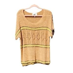 Nuture Golden Loose Knit Metallic Gold Stripes XL
